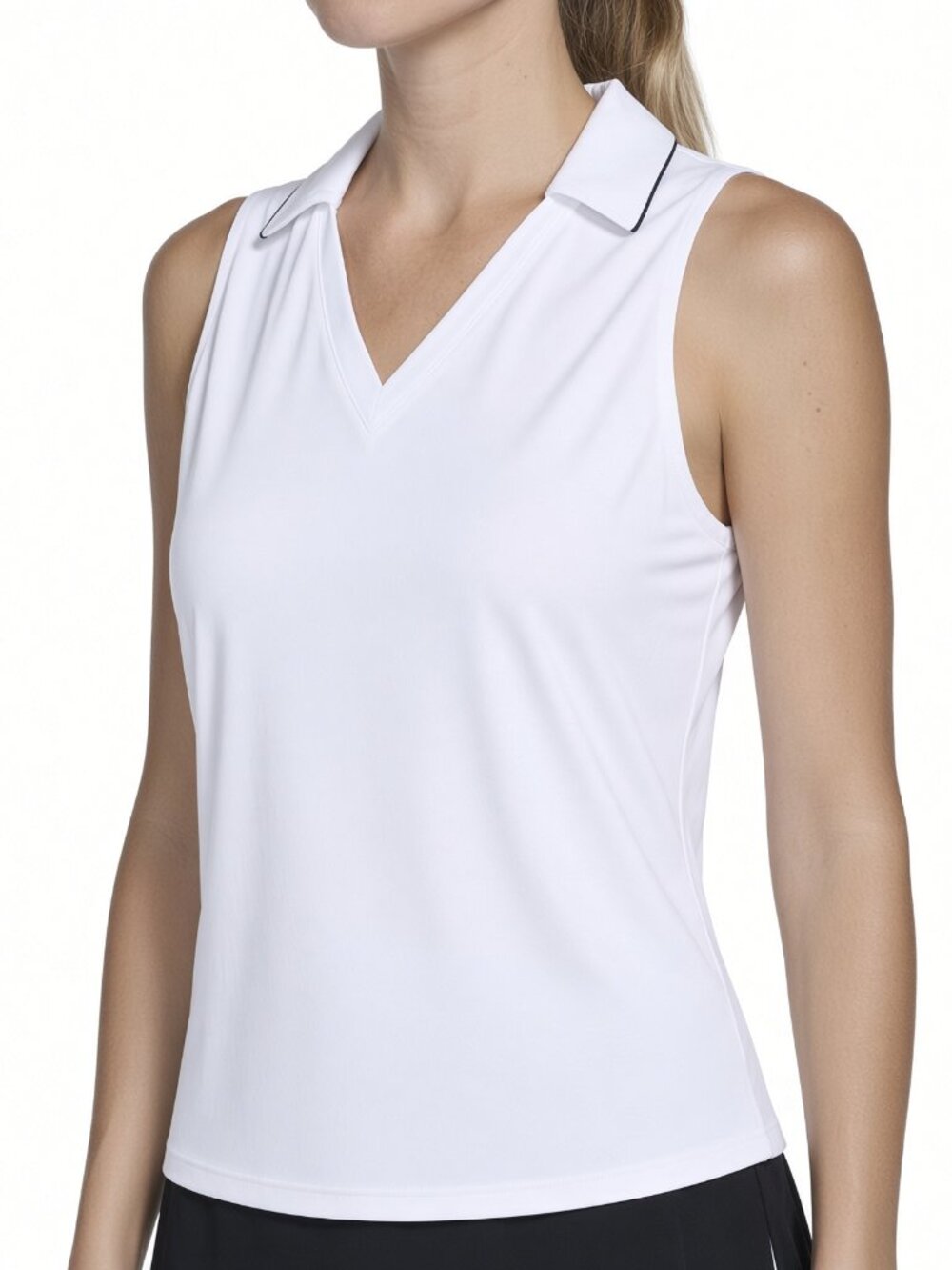 Skechers White Collared Tank Size XL New With Tags